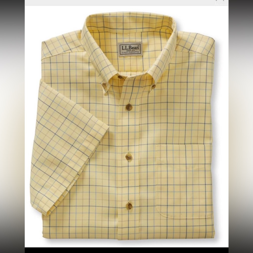 Mens Shirt LL bean Wrinkle Free Twill Sport Shirt Traditional Short-Sleeve Small